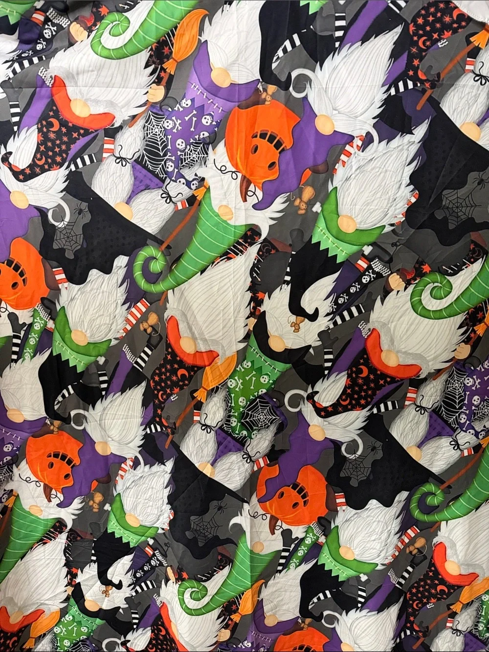 Halloween Gnome Pumpkin Print Round Tablecloth NEW 70x70
